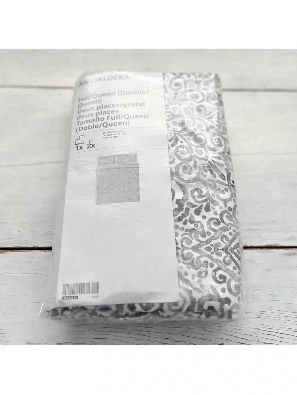 IKEA Black and White Floral Duvet Cover with Blush Accents
